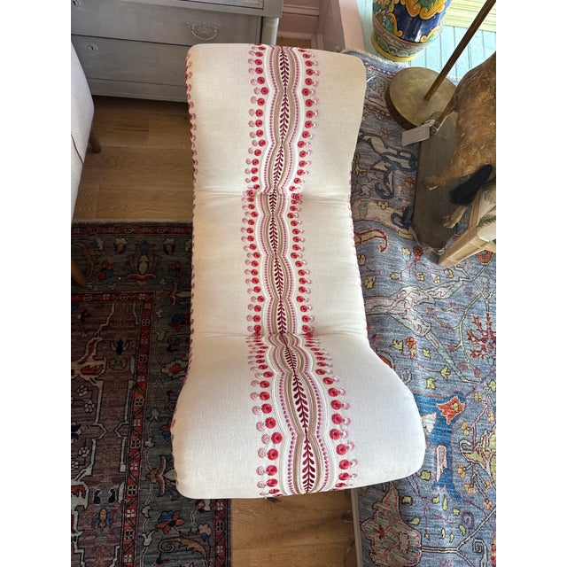 Early 20th Century Roll Arm Bench With Etamine Embroidered Fabric For Sale - Image 4 of 5