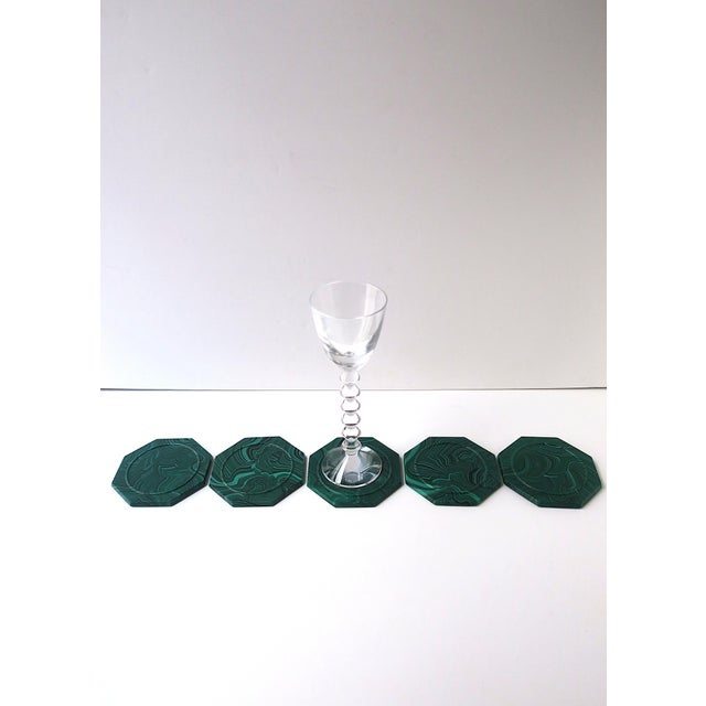 Hollywood Regency Malachite Coasters Resin, Circa Late-20th Century For Sale - Image 3 of 8