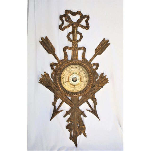 Antique Late 19th Century French Barometer Gold Gilded Wood Frame For Sale - Image 9 of 9