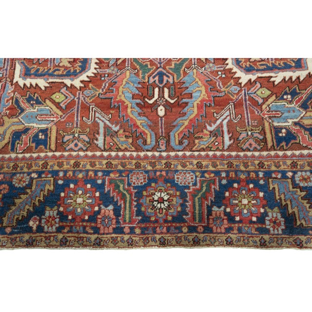 Red Antique Hand-Knotted Heriz Rug, 1890s For Sale - Image 8 of 13