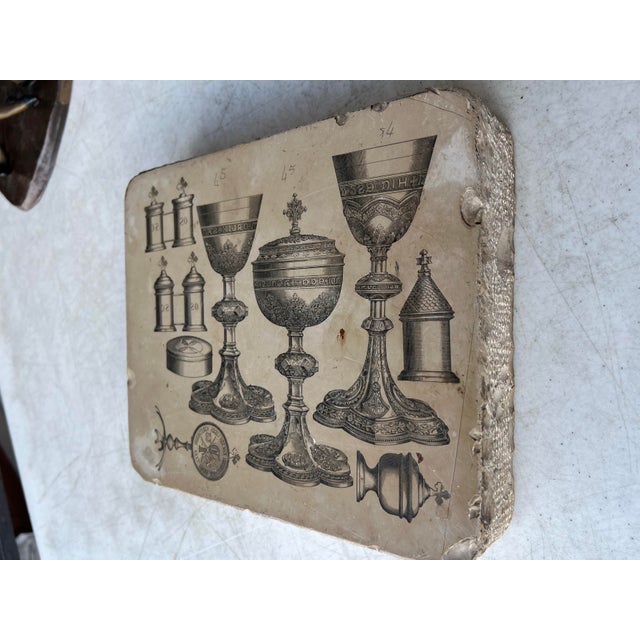 Vintage Stone With Antique Chalice Print For Sale - Image 4 of 5