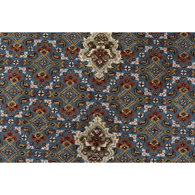 Blue Tabriz Mahi Runner 2’11” X 10′ Blue Wool Traditional Hand-Knotted Oriental Rug For Sale - Image 8 of 12
