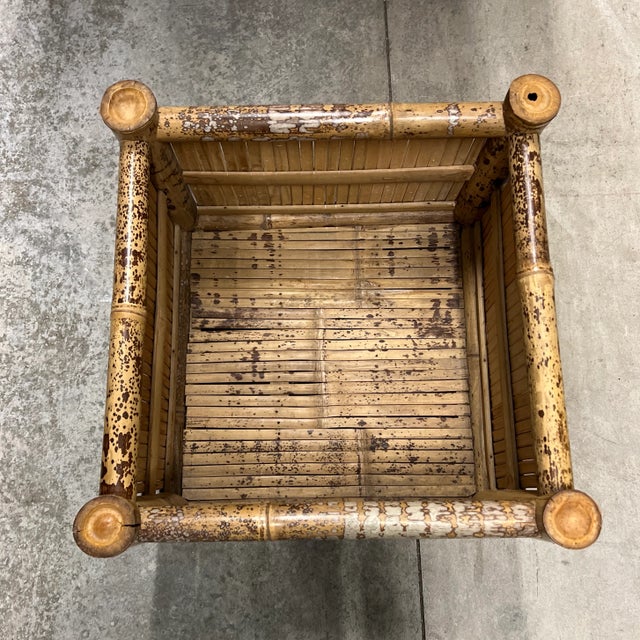 Large Square Rattan Bamboo Box Planter For Sale - Image 4 of 6
