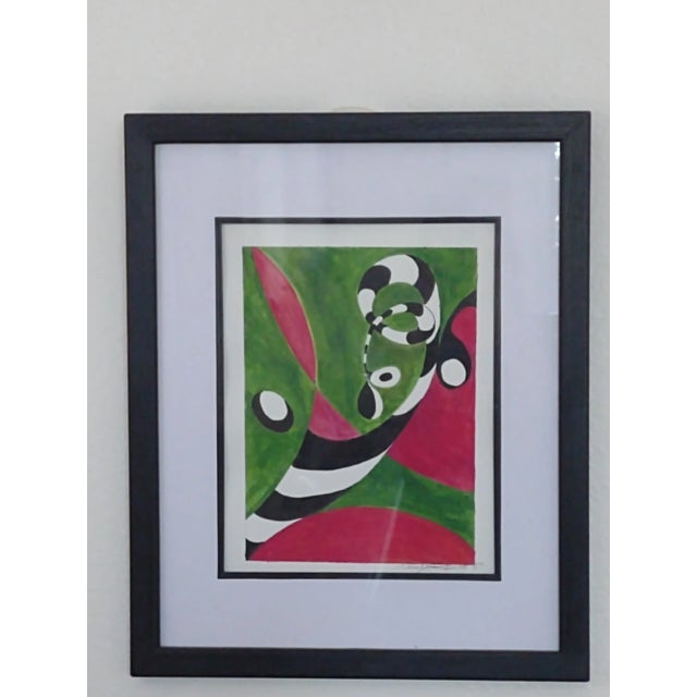 Glass "Black & White Swirl 1" ~ Contemporary Acrylic Painting on Paper, Framed With Glass For Sale - Image 7 of 7