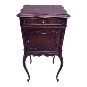 Antique French Louis XV Style Carved Marble Top Humidor Smoking Storage Table