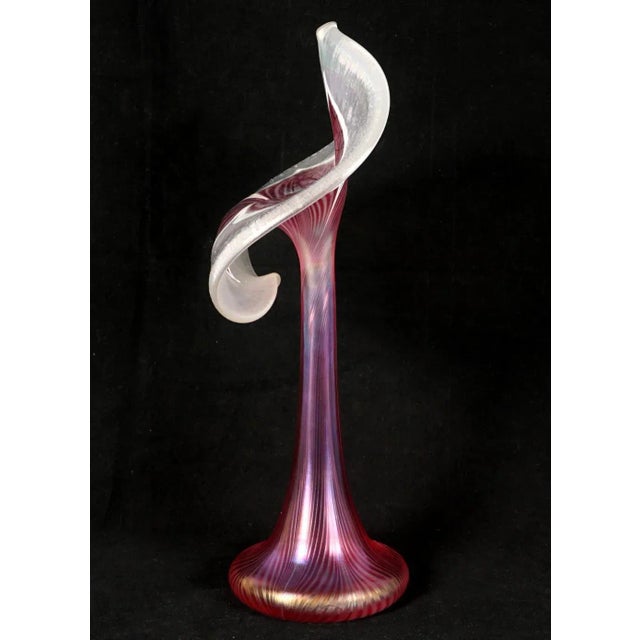 Iridescent Pulled Feather Jack in the Pulpit Vase / Signed by Stuart Abelman 1999 For Sale In Los Angeles - Image 6 of 9