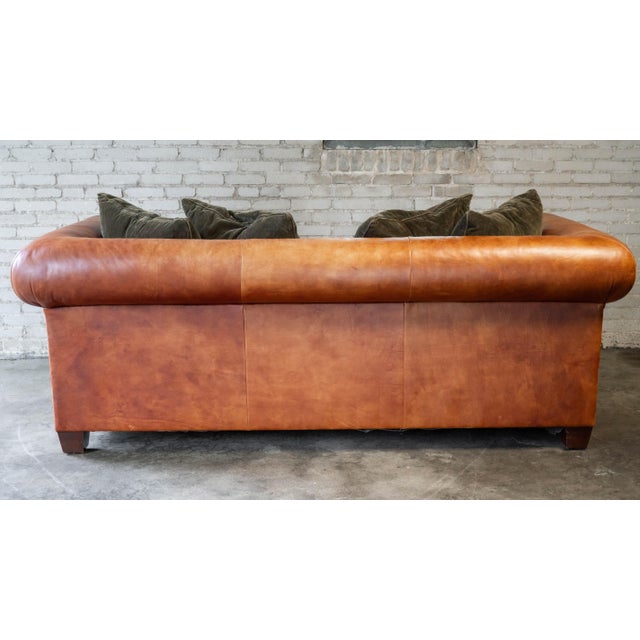 Ralph Lauren Chesterfield Cognac Leather and Corduroy Sofa For Sale - Image 14 of 17