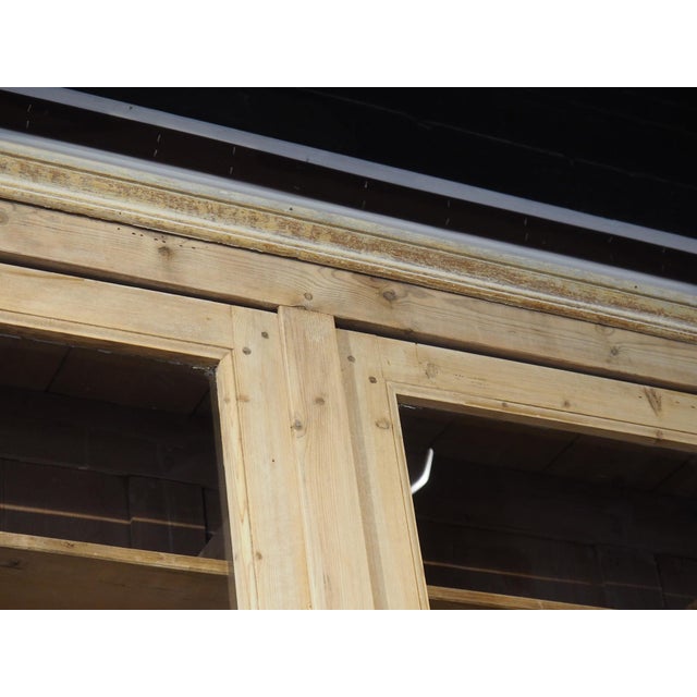 A Grand French Antique Scaped Pine Bibliotheque Vitrine Deux Corps, Circa 1900 For Sale - Image 15 of 18