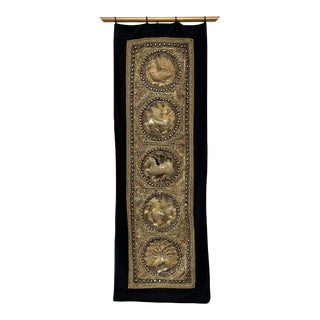 Vintage Kalaga Embroidered Tapestry For Sale