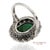 Green Vintage Platinum 950 Milgrain Natural Diamond and Tourmaline Ring, Size 7 For Sale - Image 8 of 12