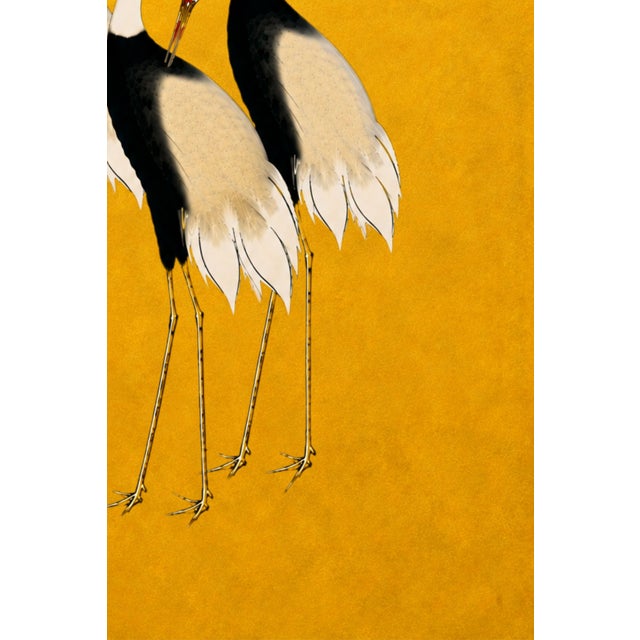Japanese Crane Wall Art, Gold Decorative Bird Print, 24" X 36" For Sale In Buffalo - Image 6 of 11