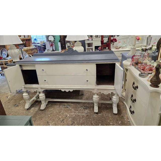 Antique White Vintage Shabby Chic Server / Sideboard For Sale - Image 8 of 12