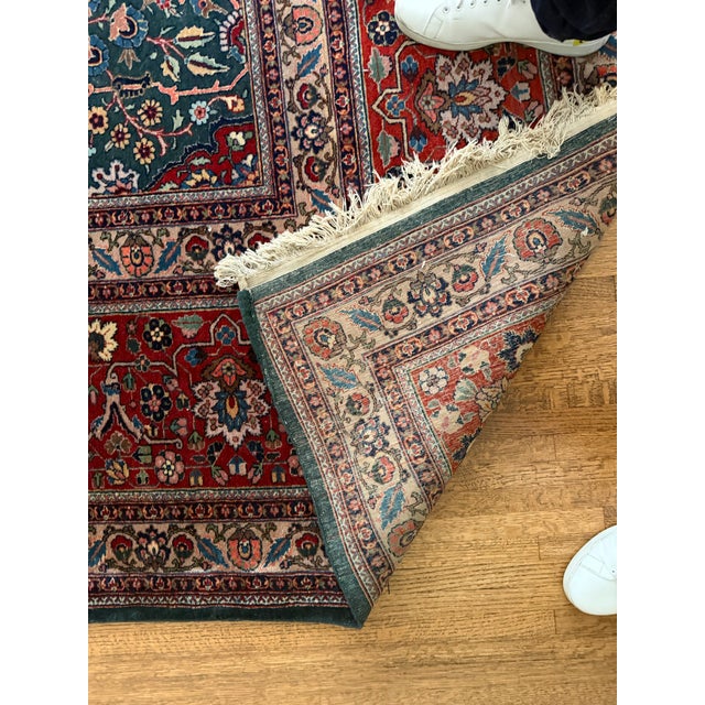 Blue Huge Palace Size Handmade Persian Wool Tabriz Rug 13.5’ by 20’ For Sale - Image 8 of 9