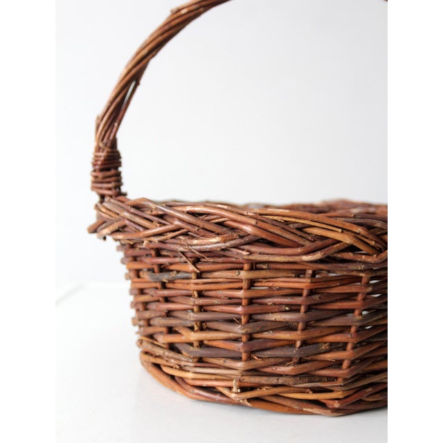 Vintage Wicker Gathering Basket For Sale - Image 4 of 14