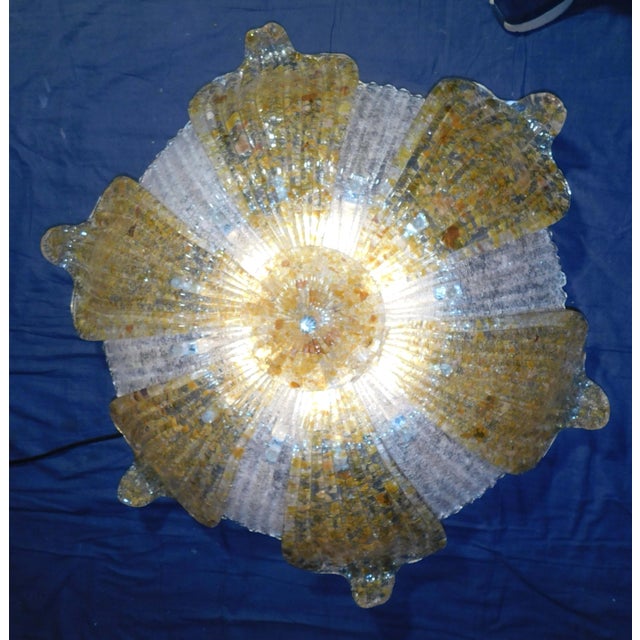 1960s Italian Clear and Amber Graniglia Murano Flush Mount For Sale - Image 9 of 9