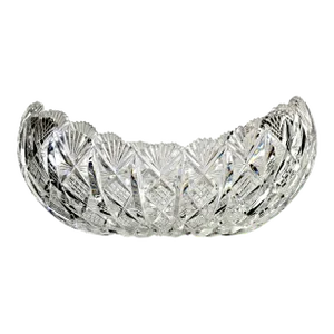 Abp American Brilliant Cut Glass Bowl Boat Bowl Centerpiece Fans 13"
