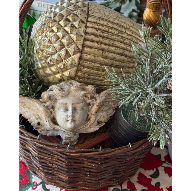 Angel Head Hand Carved Wall Plaque For Sale - Image 11 of 12