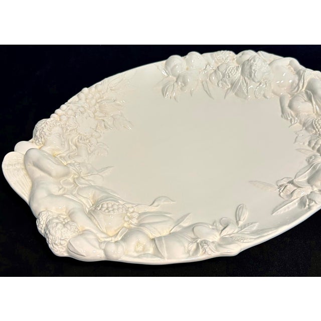 Mid 20th Century Mid 20th Century Italian Mid Century Modern Gumps Ceramic Cherub Platter For Sale - Image 5 of 7