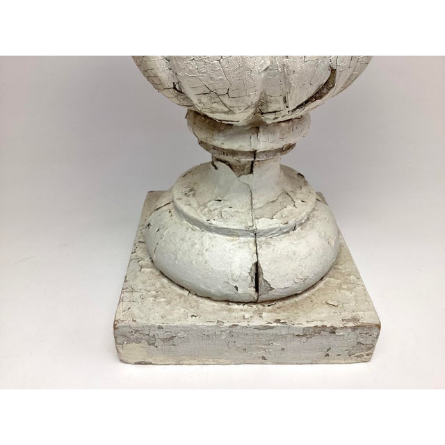 Antique Large Carved & Painted Wooden Urn Finial Architectural Garden Element For Sale In New York - Image 6 of 7
