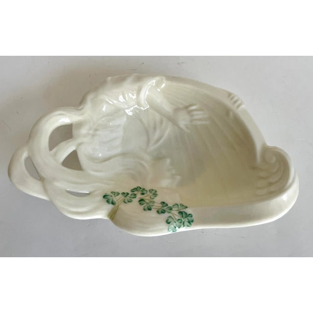 Art Nouveau Belleek Ireland Woman With Harp Porcelain Trinket Dish For Sale In Los Angeles - Image 6 of 9