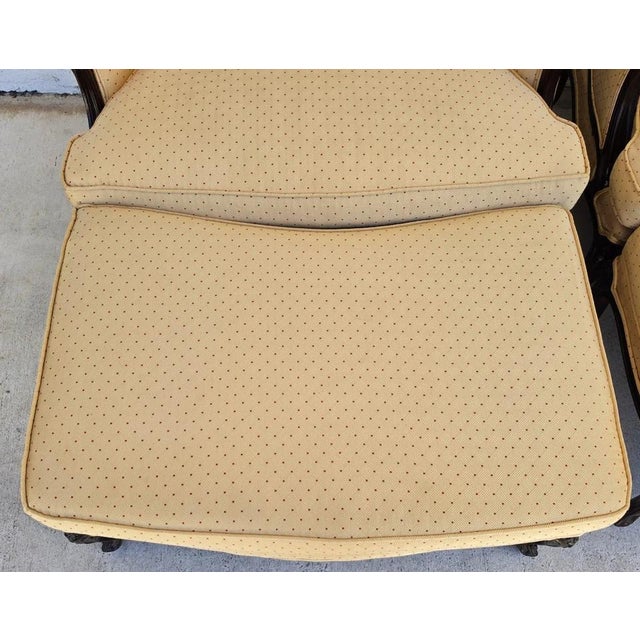 Pierre Deux Style French Country Provincial Bergere Lounge Chairs & Ottoman Pair For Sale - Image 13 of 18