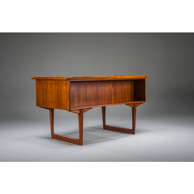 Wood Mid-Century Danish Freestanding Teak Desk with Raised Lip Edge, 1960s For Sale - Image 7 of 18