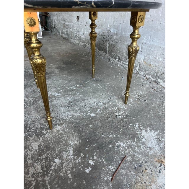 Vintage Black Marble and Brass Coffee Table For Sale - Image 5 of 7