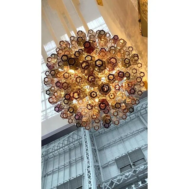 Brown Poliedri Murano Glass Chandelier by Simoeng For Sale - Image 8 of 9