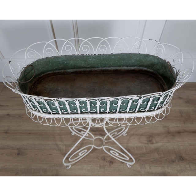 Wrought Iron Planter with Scrollwork Stand, 20th Century For Sale - Image 10 of 10