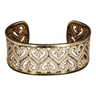Chad Allison 18k Yellow Gold Bracelet With Heart Designs, Diamonds ~4.5ctw G/Si1 For Sale