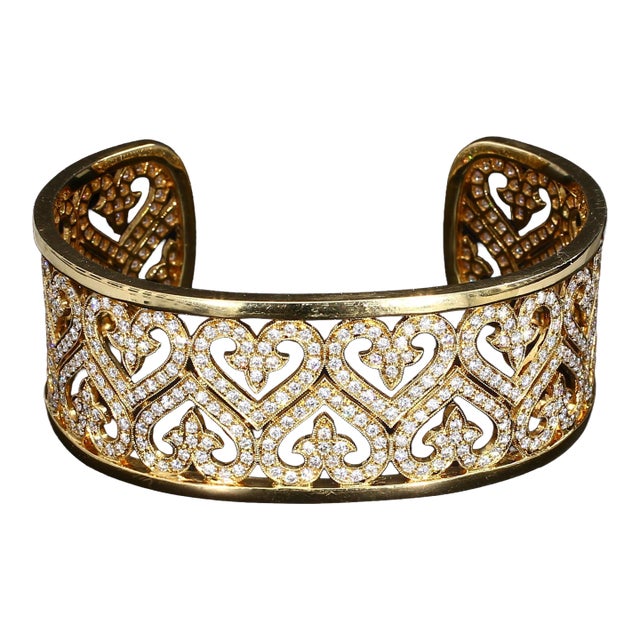 Chad Allison 18k Yellow Gold Bracelet With Heart Designs, Diamonds ~4.5ctw G/Si1 For Sale