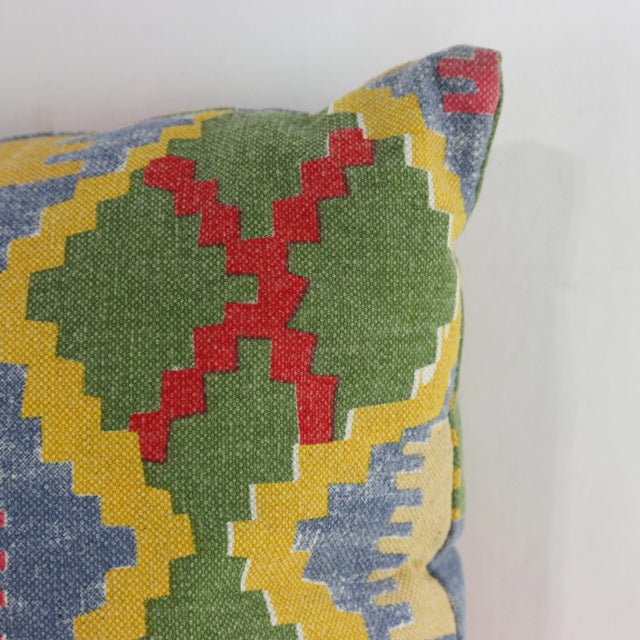 Vintage Colorful Handwoven Geometric Kilim Pattern Pillow For Sale In New York - Image 6 of 10