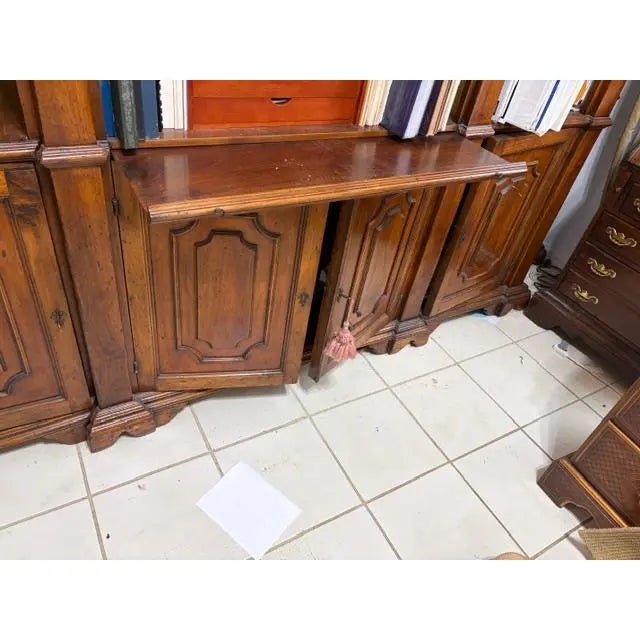 1950s 10 Ft Long Italian Walnut Monumental Open Shelf Library Bookcase For Sale - Image 4 of 6