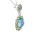 Contemporary 18k White Gold 0.05 Cttw Round Diamond and Blue Topaz and Green Peridot Gemstone Halo Drop 18" Pendant Necklace (F-G Color, VS1-VS2 Clarity) For Sale - Image 3 of 6