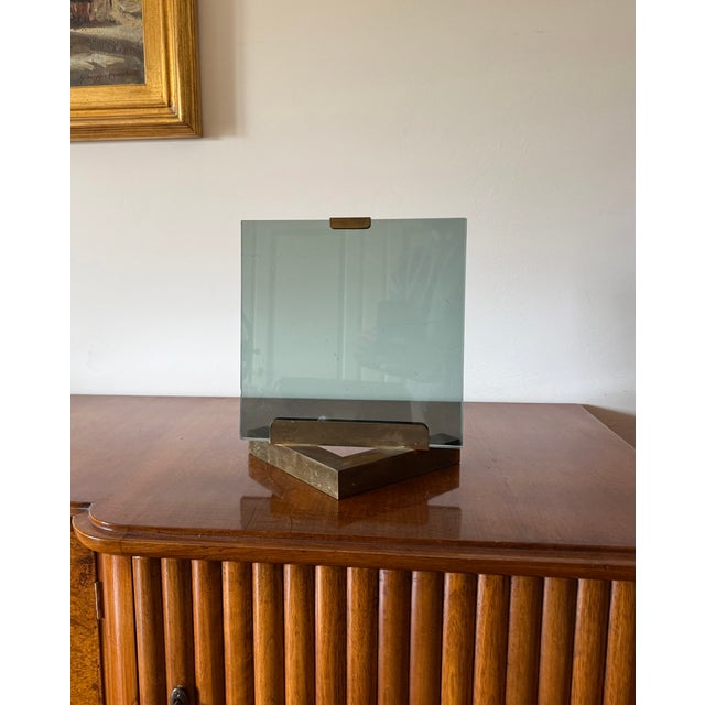 Hollywood Regency Glass and Brass Picture Frame, Italy, 1970s For Sale - Image 14 of 16