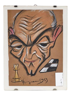Bignami, Caricature of Face, 1953, Drawing on Paper