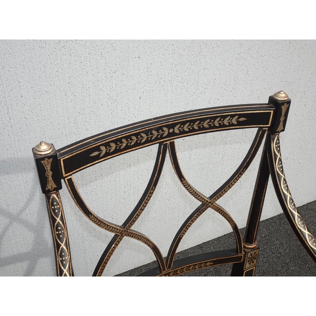 1970s Pair of Vintage French Style Hand Painteded Cane Arm Chairs For Sale - Image 5 of 12