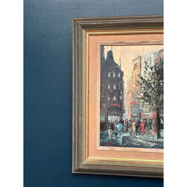 Mid-Century Modern Swedish Artist, Cityscape, 1960s, Oil on Panel, Framed For Sale - Image 3 of 12