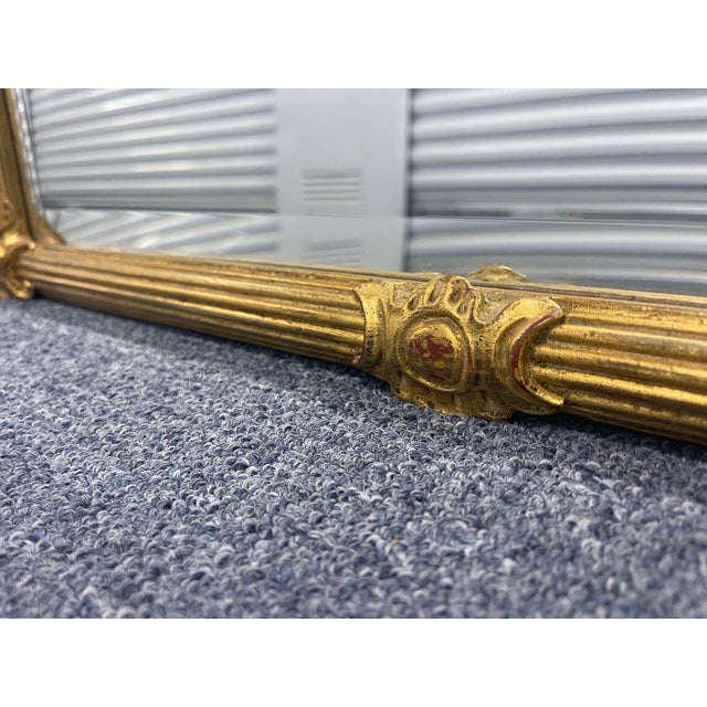 Vintage Carvers’ Guild Old Gold Leaf Beveled Wall Mirror With Ribbon Crest, 40.75” For Sale - Image 10 of 12