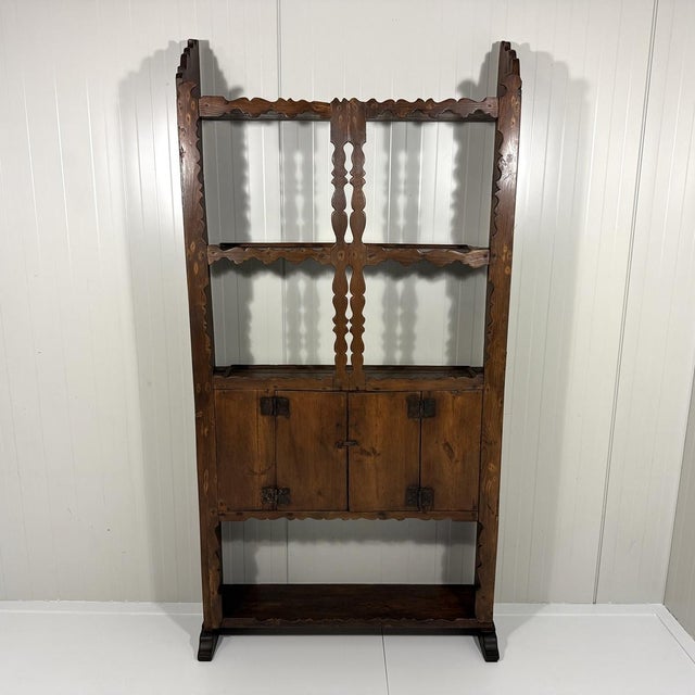 Brown Antique Rustic Wall Unit Plate Cabinet, 1900s For Sale - Image 8 of 18
