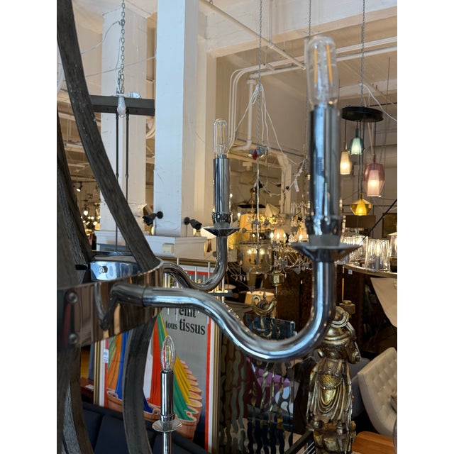 Wood Restoration Hardware Twelve Light Wine Barrel Chandelier For Sale - Image 7 of 16