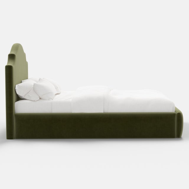 Not Yet Made - Made To Order Tori Platform Bed in Moss Slub Velvet, Twin For Sale - Image 5 of 7