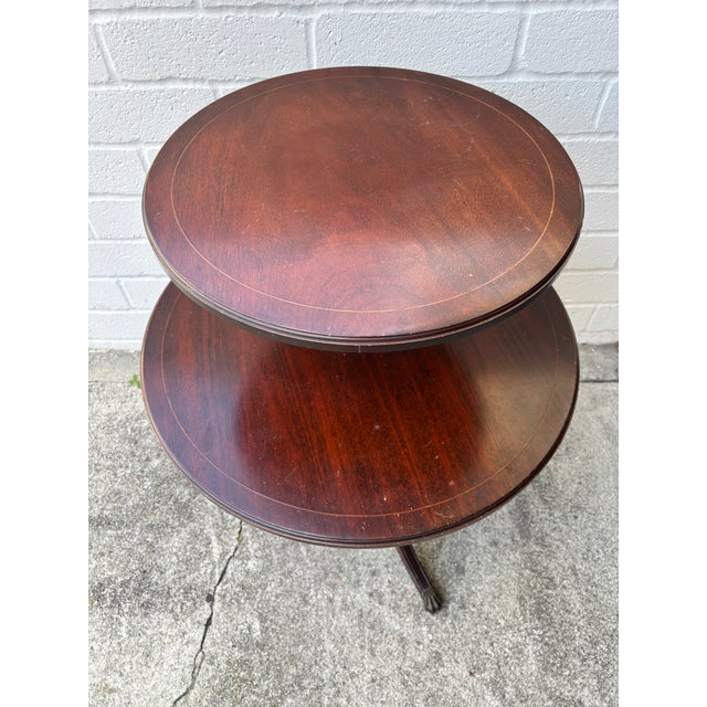 English Vintage Mahogany Two-Tier Claw Foot Dumbwaiter / Butler Table by Zangerle Tables For Sale - Image 3 of 9