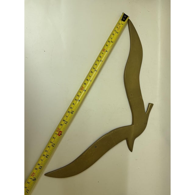 Brass Mid-Century Modern Brass Seagull Wall Sculpture - 16.5" For Sale - Image 8 of 10