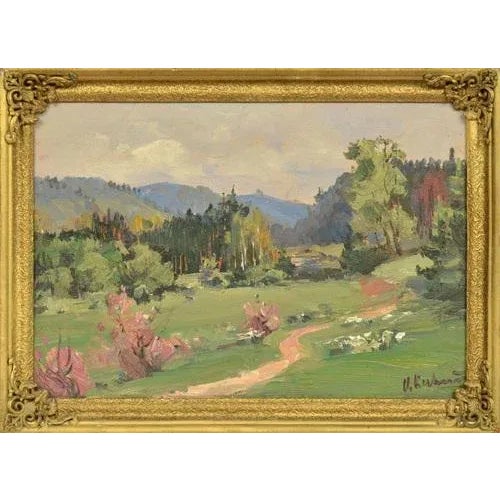 Latgale Landscape, Oil on Board, 20th Century For Sale - Image 4 of 4