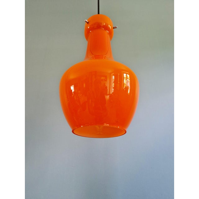 Glass Space Age Orange Opaline Glass Pendant from Targetti Sankey, Italy, 1960s-1970s For Sale - Image 7 of 12