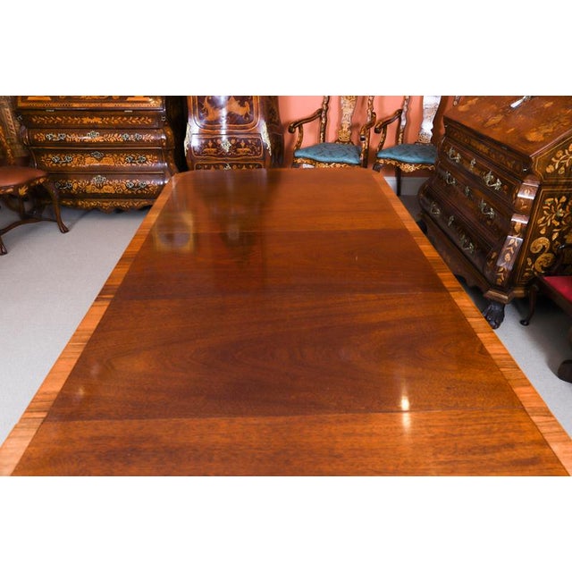 Vintage Twin Pillar Flame Mahogany Dining Table by W. Tillman, 1980s For Sale - Image 10 of 16