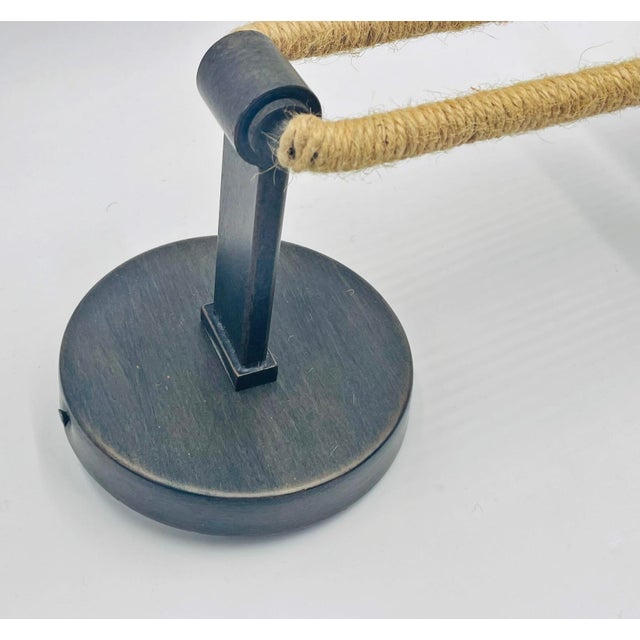 Vintage Attributed to Visual Comfort Modern Jute Rope Wall Sconces Brass Finish With Glass Globes - a Pair For Sale - Image 15 of 17