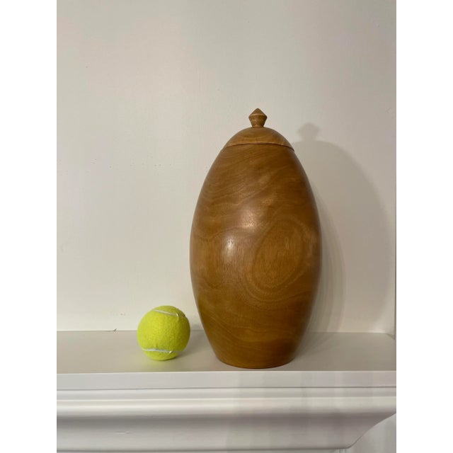 Vintage Modern Solid Wood Turned Urn, Light Honey Color For Sale - Image 11 of 11