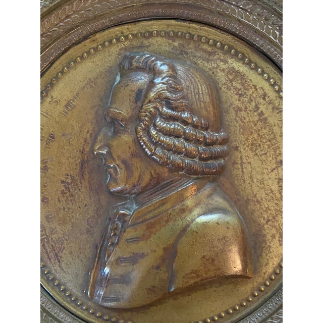 Wood Antique Jean-Jacques Rousseau Bronze Relief Medallion Wall Plaque For Sale - Image 7 of 15
